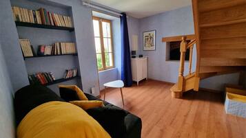 TV connectée, cheminée, lecteur de DVD, table de tennis de table