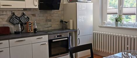 Kühlschrank, Mikrowelle, Ofen, Herdplatte