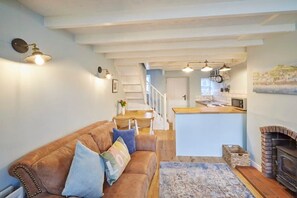 TV, fireplace - Host & Stay | Honey Cottage (Saltburn-by-the-Sea)