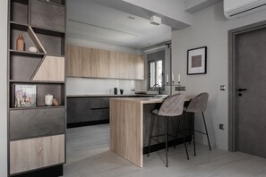 Deluxe Apartment | Private kitchen | Fridge, oven, stovetop, dishwasher - UPSTREET Teal Faliro House  (Palaio Faliro)
