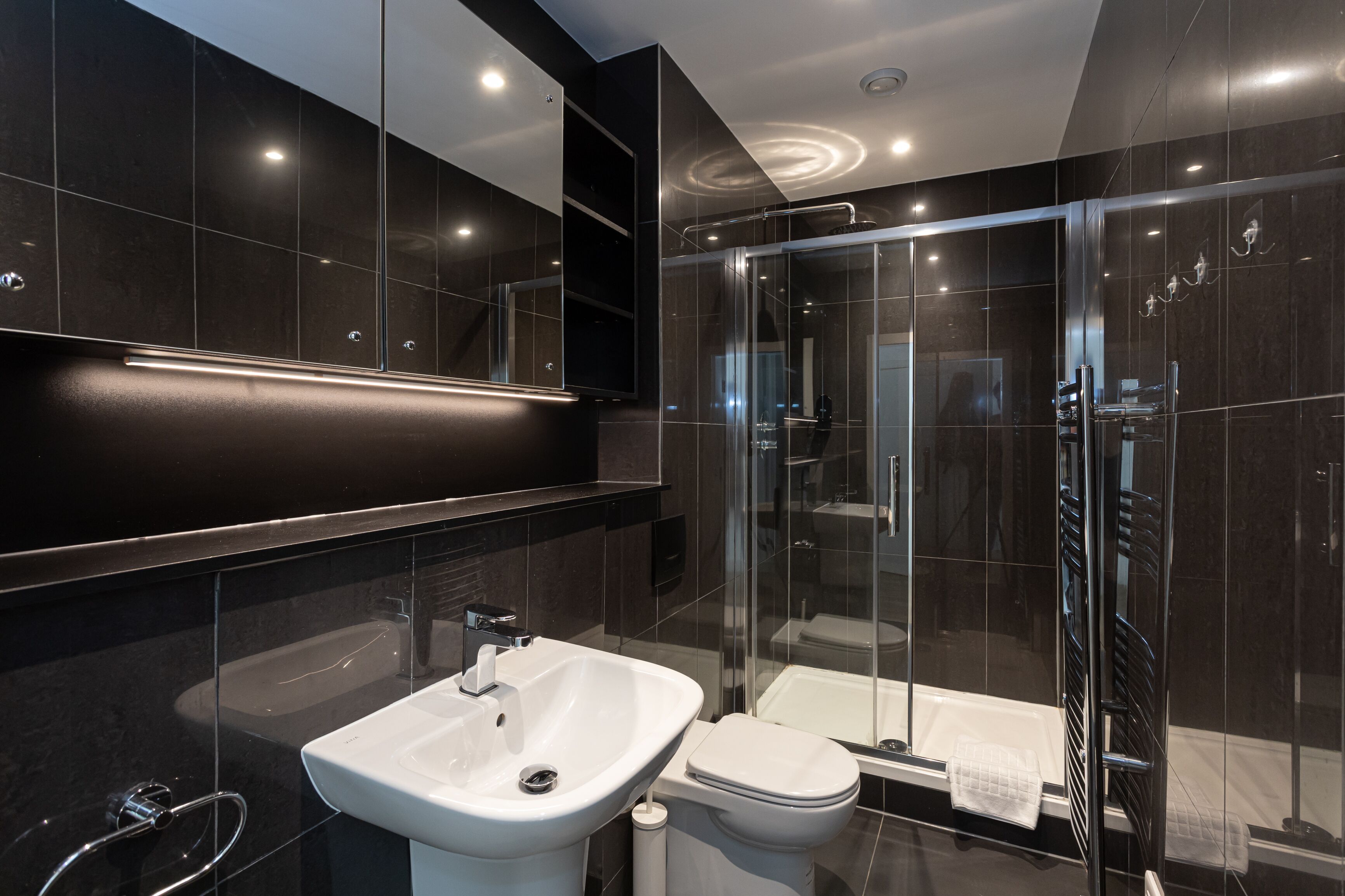 Business Apartment | Bathroom | Free toiletries, hair dryer, towels, toilet paper