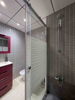 Dusche, Haartrockner, Bidet, Handtücher