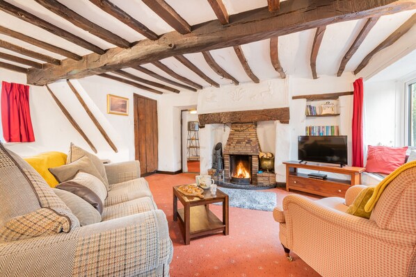 TV, fireplace, DVD player, table football