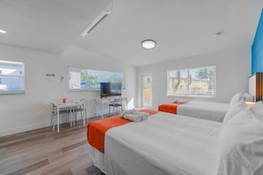 1 bedroom, desk, iron/ironing board, travel crib