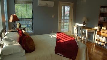 1 bedroom, desk, iron/ironing board, bed sheets