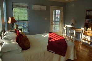 1 bedroom, desk, iron/ironing board, bed sheets