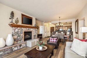 TV, fireplace