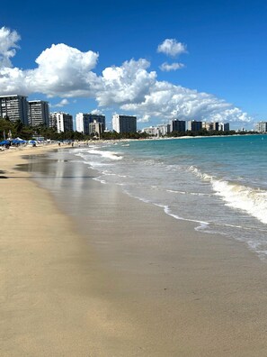 On the beach, sun loungers, beach towels - Best Beach Location in Isla Verde, Beach Front Building! (Carolina)