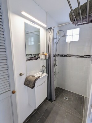 Douche, sèche-cheveux