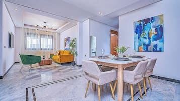 Grand Apartment | Living area | 46-inch Smart TV with satellite channels, TV