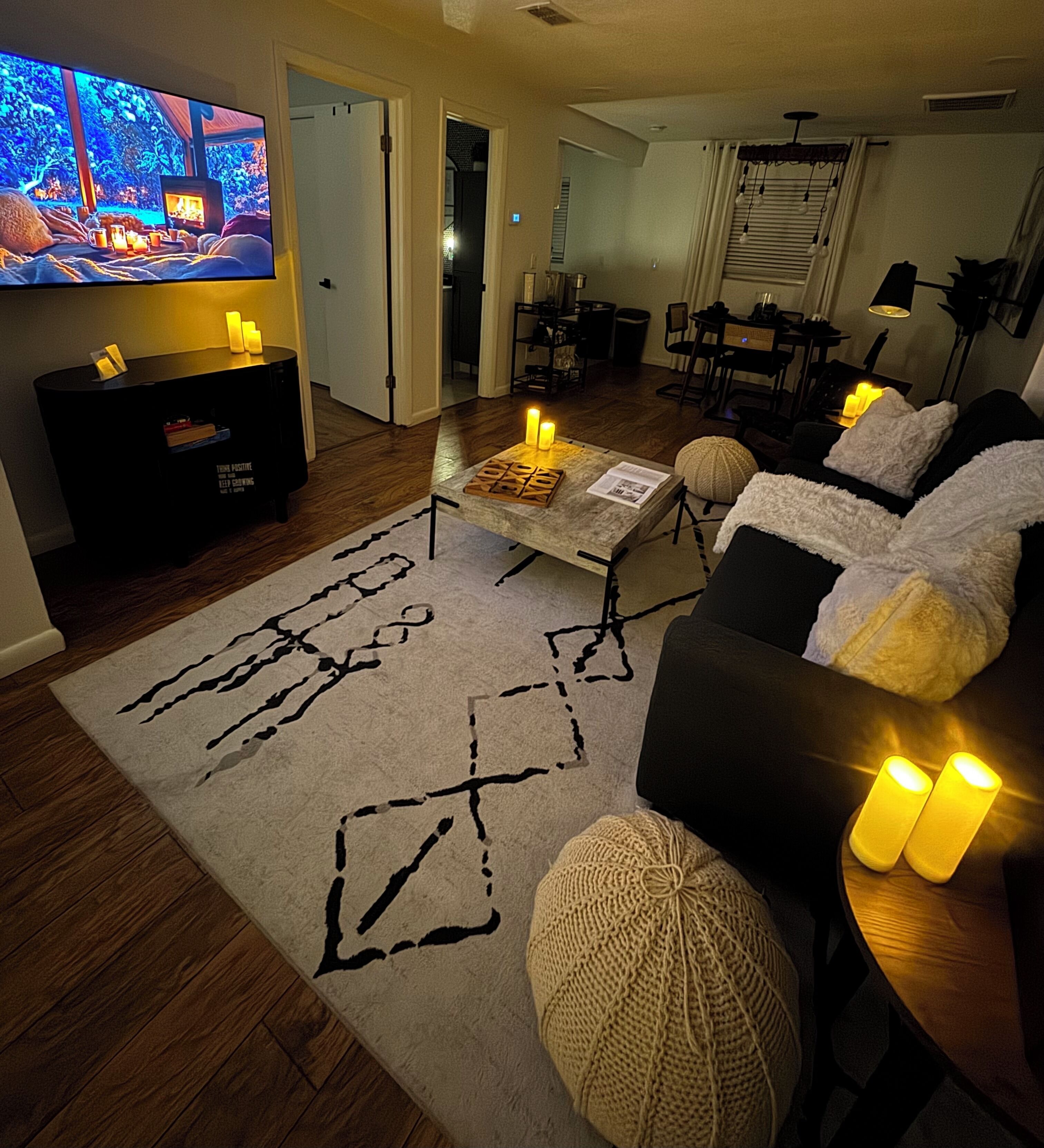 Step into a warm, cozy, and inviting living room designed for pure relaxation.