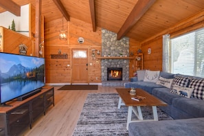 TV, fireplace