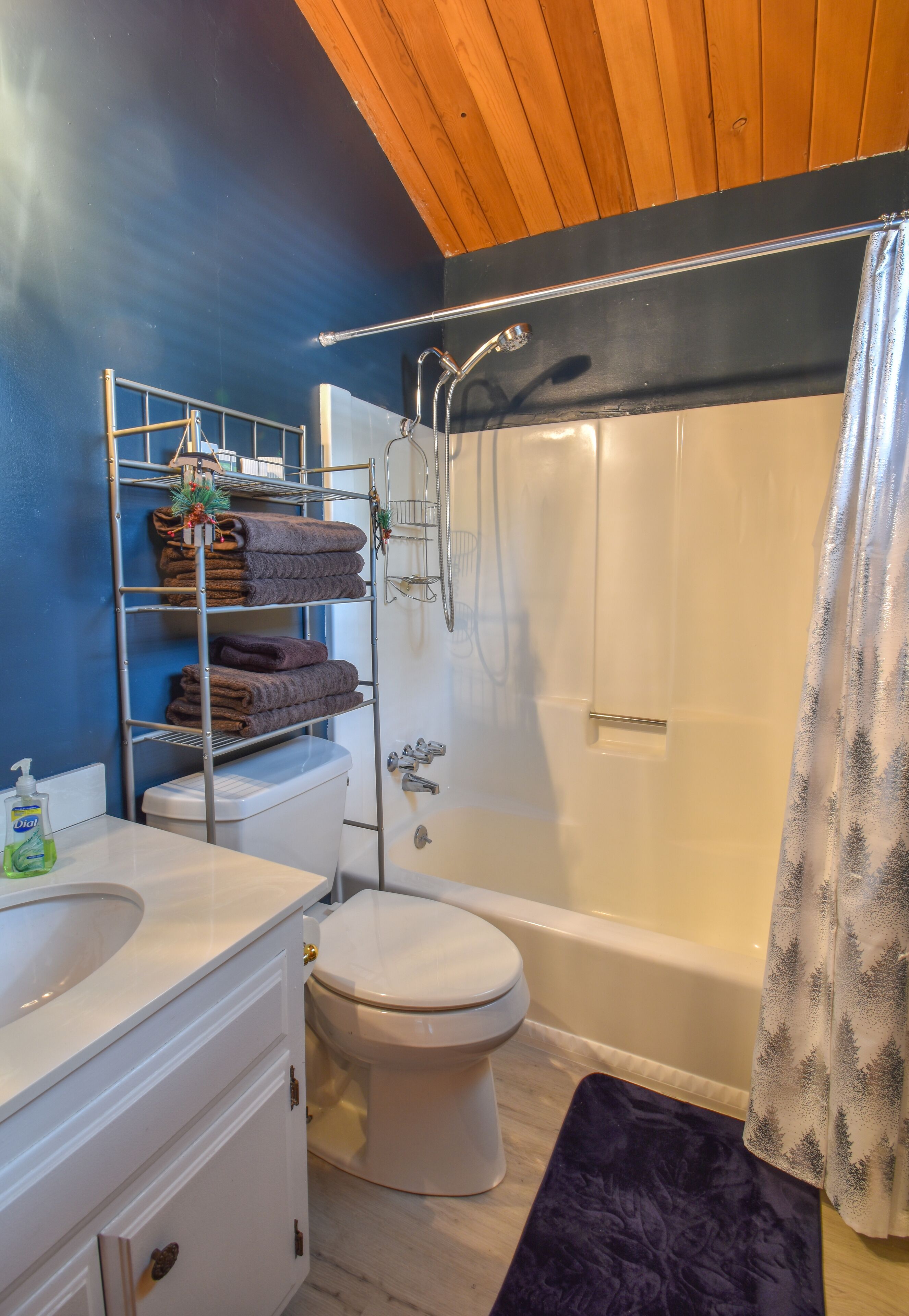 Regadera, toallas, jabón, shampoo 