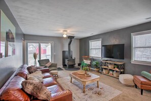 TV, fireplace, Netflix, books