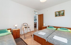 2 bedrooms, iron/ironing board, travel crib, bed sheets