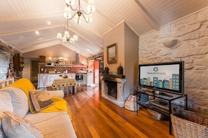 TV, fireplace
