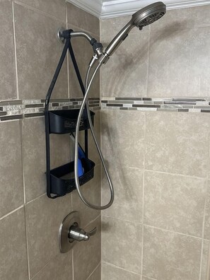 Shower, hair dryer - Ocean Front Condo-Beach Front Pool Hottub Elevator (North Myrtle Beach)
