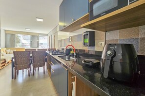 Apartment | Private kitchen | Full-sized fridge, oven, blender, toaster oven