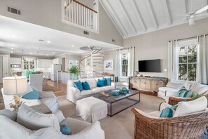 TV, fireplace, DVD player, video library