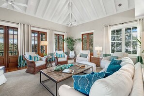 TV, fireplace, DVD player, video library