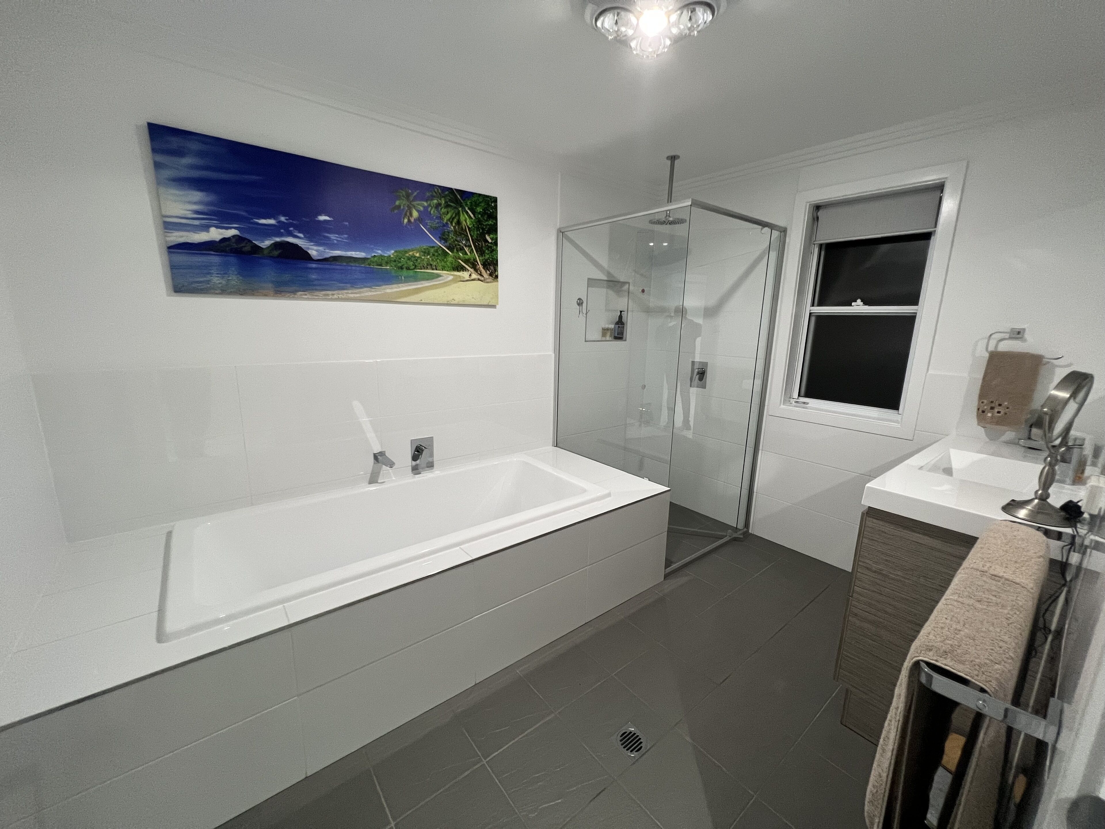 Main bathroom with bath and shower facilities