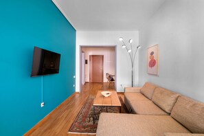 Leilighet, 1 queensize-seng med sovesofa | Oppholdsområde