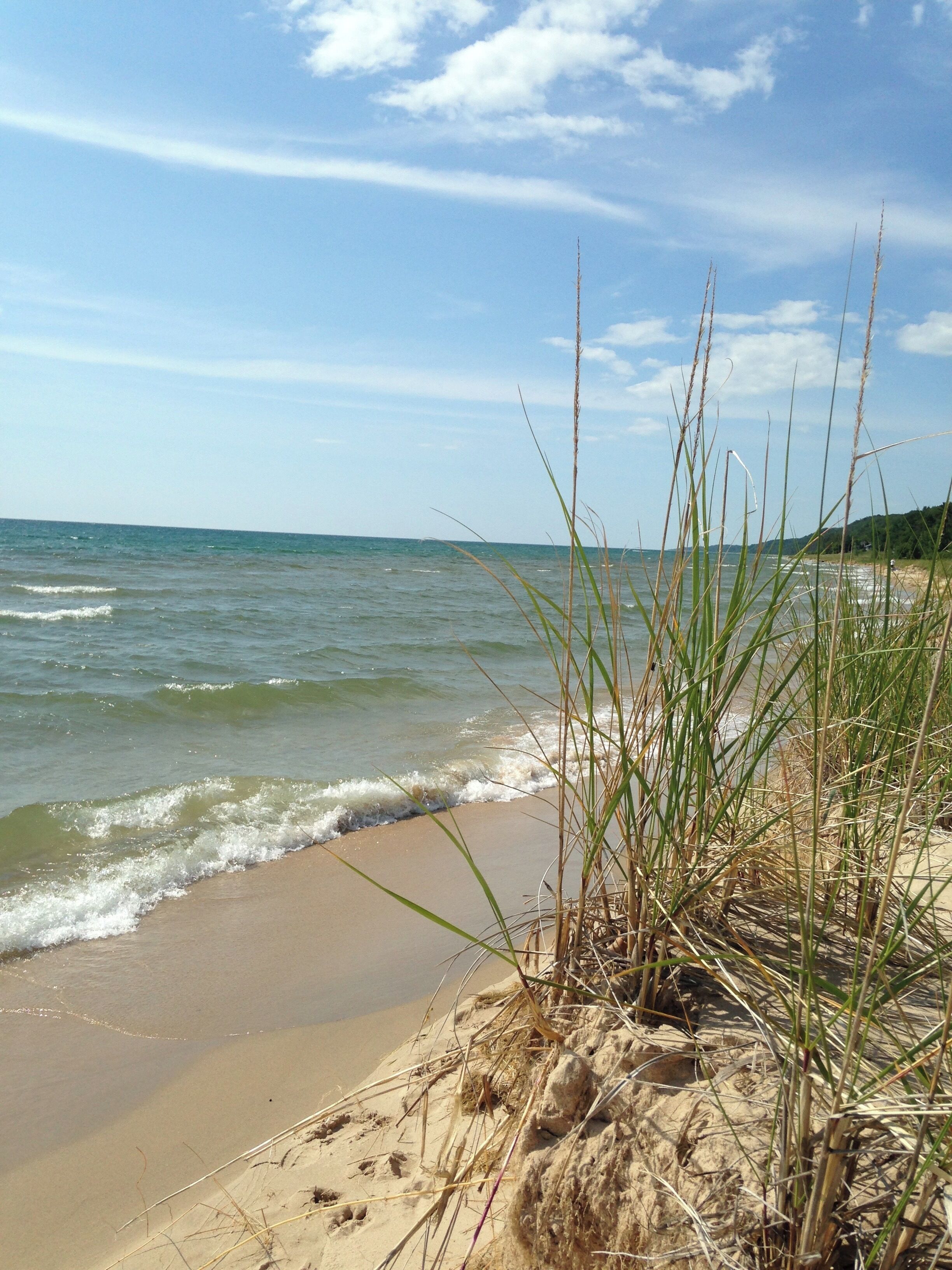 On the beach, sun loungers, beach towels