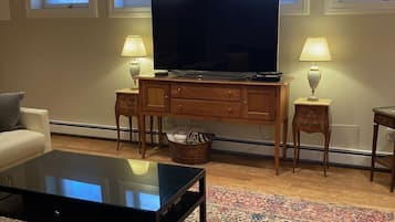 Smart TV, DVD player, books, video library