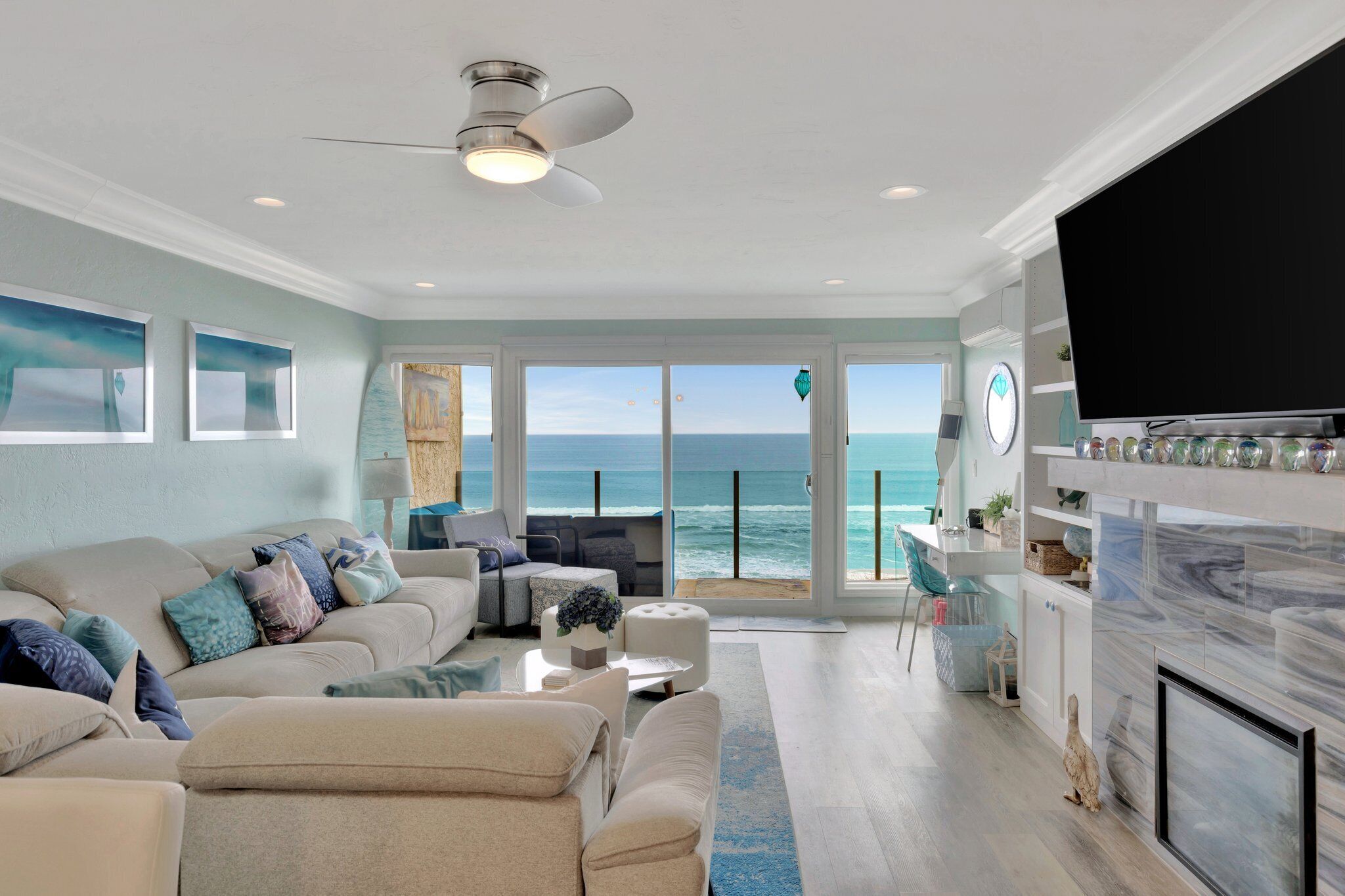 Smart TV, fireplace, table tennis, books