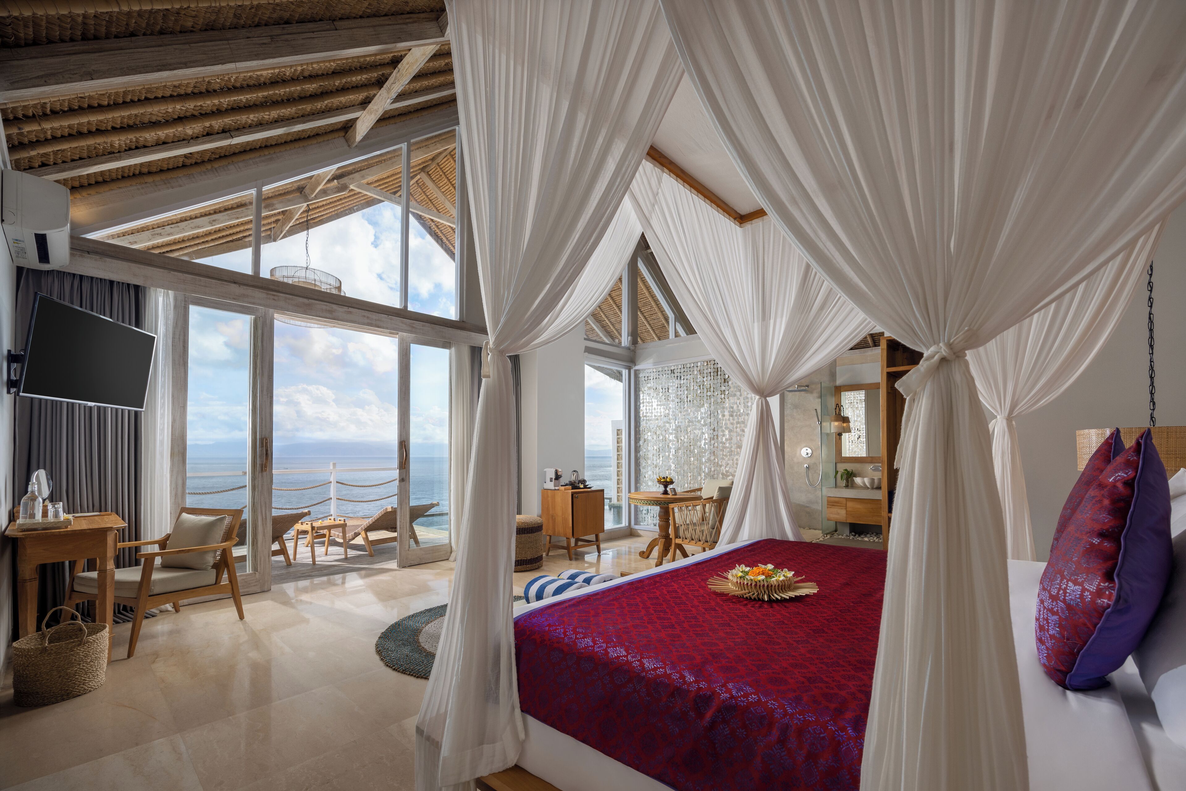 One Bedroom Pool Villa Ocean View with Daily Afternoon Tea | 1 多间卧室、高档床上用品、羽绒被、加厚床垫