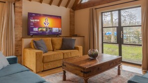 Televisión de pantalla plana y chimenea