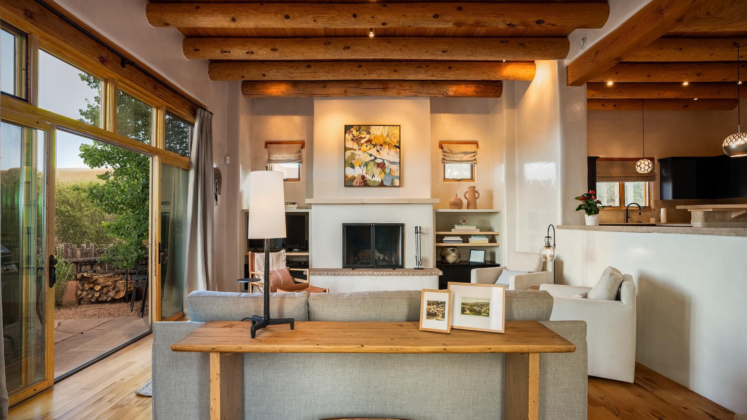 TV, fireplace, offices