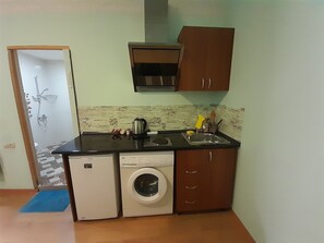 Estúdio luxo | Cozinha privada | Frigobar, cooktop, cafeteira/chaleira, chaleira elétrica