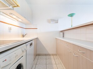Fridge, microwave, dishwasher