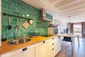 Fridge, microwave, stovetop, dishwasher