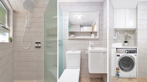 Bathtub, hair dryer, towels