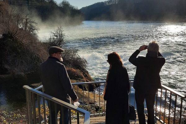 Der Rheinfall von der Seite gesehen