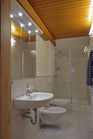 Bidet, Handtücher, Seife, Toilettenpapier
