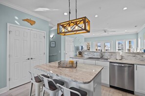 Fridge, microwave, oven, stovetop - Atlantic Blue- Pet Friendly, Oceanview Condo in Atlantic Beach, NC (Atlantic Beach)