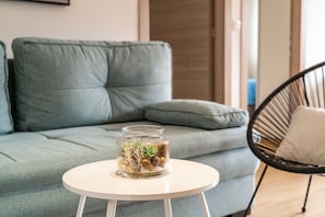 Apartamento (Two Bedroom Apartment with Balcony) | Sala de estar | TV de tela plana 25 polegadas com canais a cabo, TV