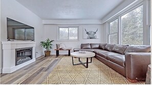 Televisión y chimenea 