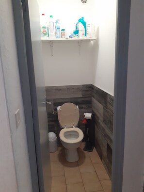 Een douche, een haardroger, handdoeken, toiletpapier