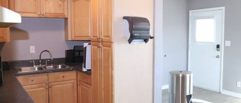 Fridge, microwave, coffee/tea maker