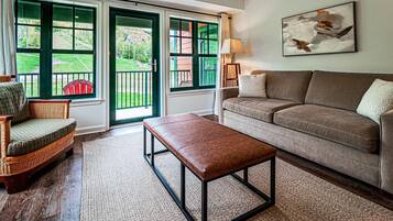 Smart TV, fireplace, foosball