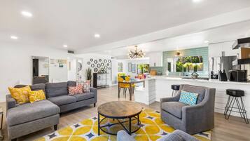 Smart TV, DVD player, books, music library