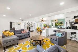 Smart TV, DVD player, books, music library