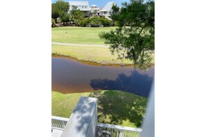 Enjoy the serene view of the pond from a balcony or deck.