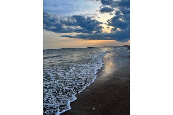 Experience the serene ocean views and soothing sound of waves gently lapping against the shore.