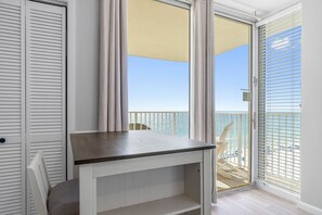 Enjoy a room with a balcony offering a view of the sea.