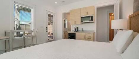 Kitchenette with microwave and under counter refrigerator